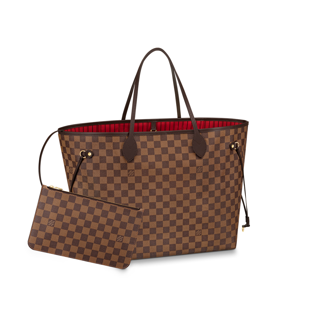 Louis Vuitton NEVERFULL GM Damier Azur Handbag N41357 Cerise Red